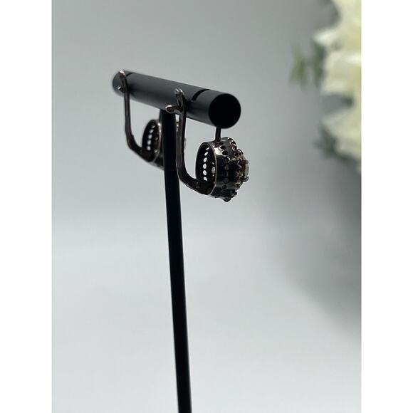 Vintage USSR Gilt 21k Gold Soviet Sterling Silver 875 Rock Crystal Earrings - Picture 5 of 16